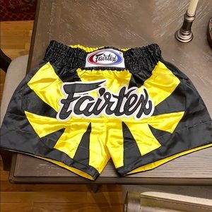 Muay Thai kickboxing shorts.